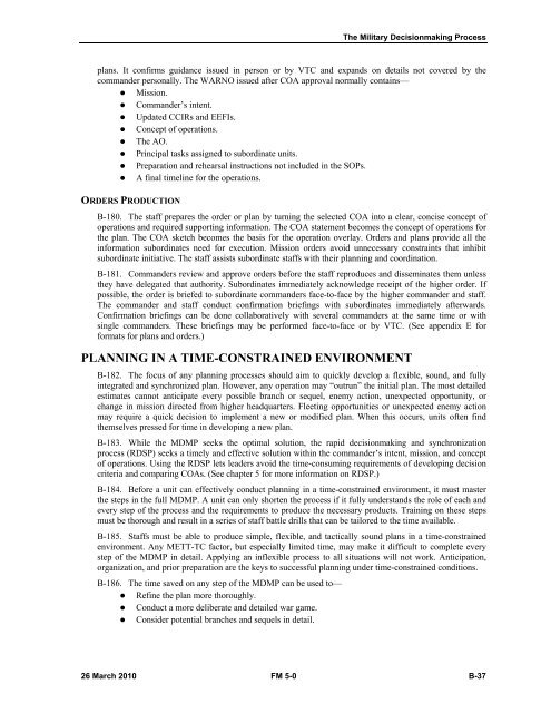 FM 5-0, The Operations Process - Federation of American Scientists