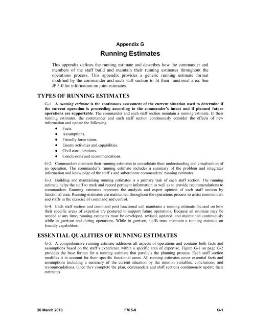 FM 5-0, The Operations Process - Federation of American Scientists