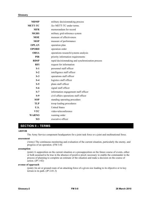 FM 5-0, The Operations Process - Federation of American Scientists