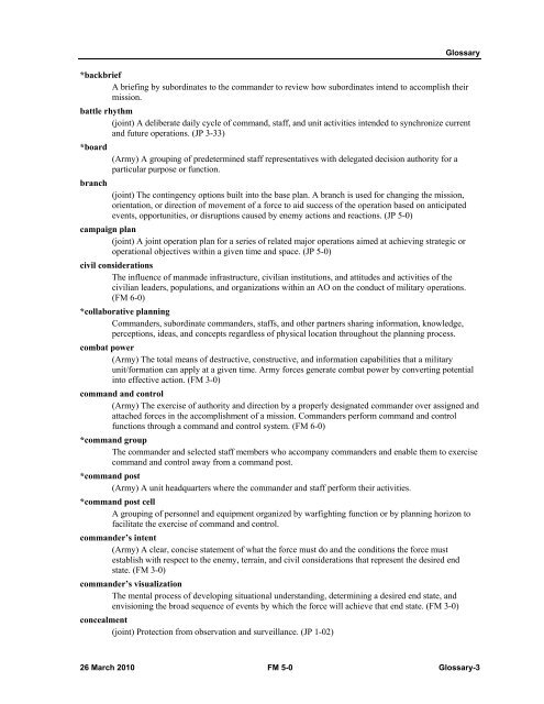 FM 5-0, The Operations Process - Federation of American Scientists