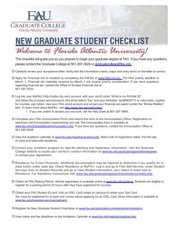 New Graduate Student Checklist