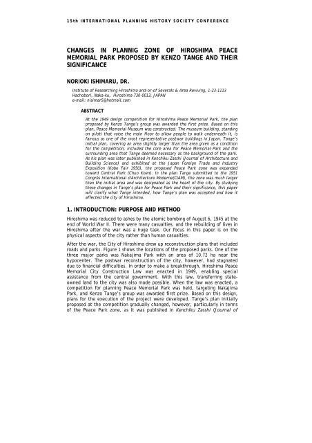 changes in plannig zone of hiroshima peace memorial park ... - USP