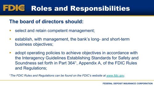Corporate Governance - FDIC