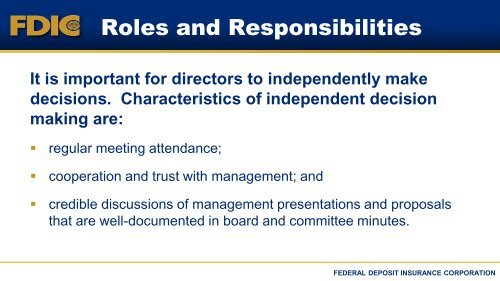 Corporate Governance - FDIC