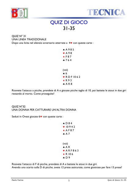 QUIZ DI GIOCO 31-35