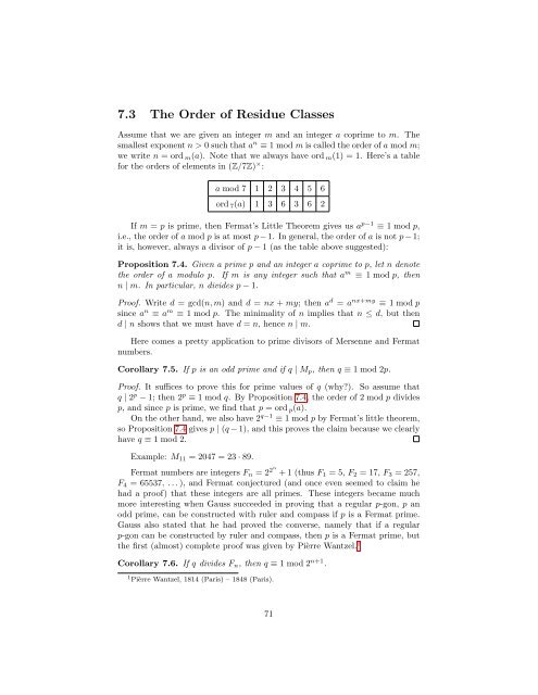 The Theorem of Euler-Fermat