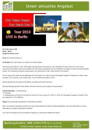 Aktuelles Angebot: Die Toten Hosen LIVE - FeriDe Reisen