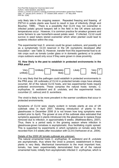 Columnea latent viroid - The Food and Environment Research ...