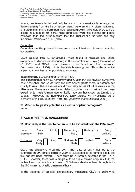 Columnea latent viroid - The Food and Environment Research ...