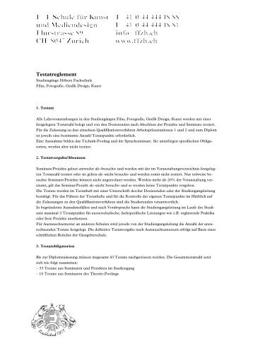 Testatreglement - F+F Schule für Kunst und Mediendesign Zürich