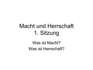 Definitionen von Macht und Herrschaft