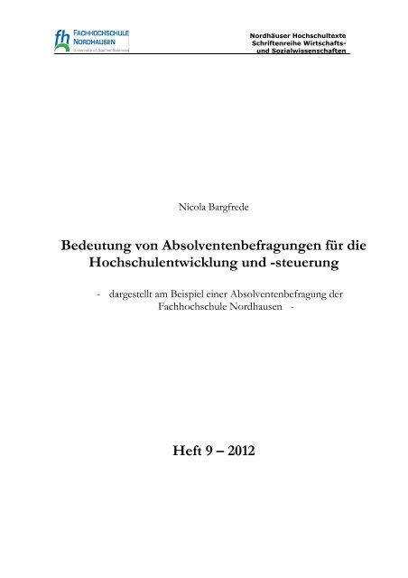 Heft 9 – 2012 - Fachhochschule Nordhausen