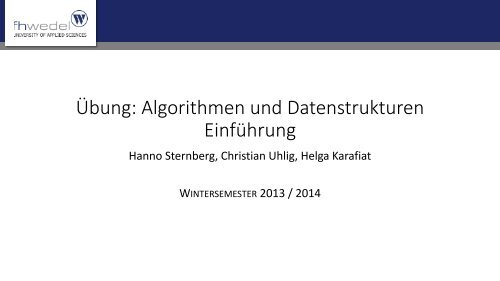 Übung: Algorithmen und Datenstrukturen