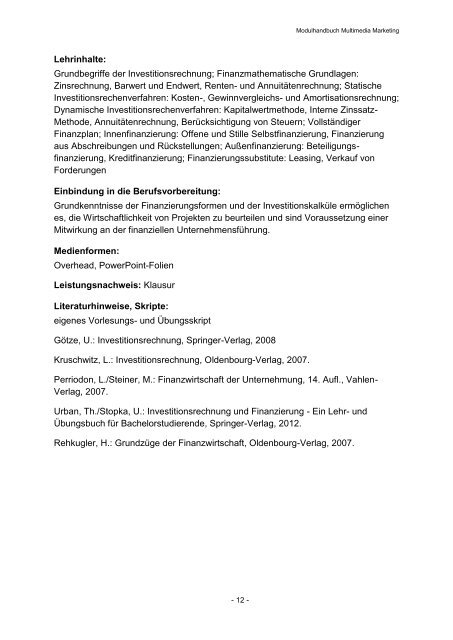 Modulbeschreibungen neu! - Fachhochschule Schmalkalden