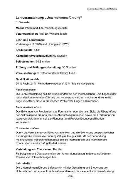 Modulbeschreibungen neu! - Fachhochschule Schmalkalden