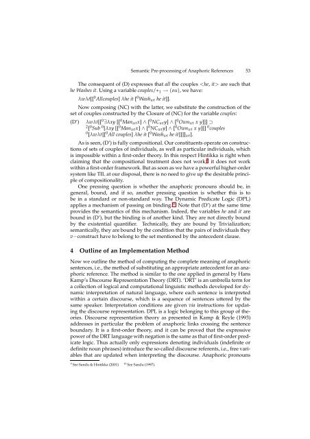 Semantic Pre-processing of Anaphoric References