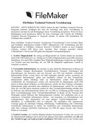 FileMaker Technical Network Vereinbarung