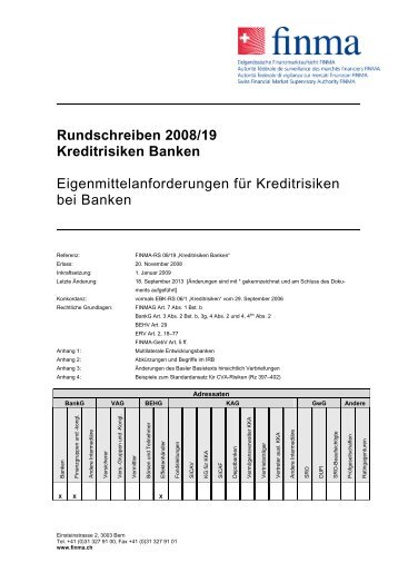 Rundschreiben 2008/19 Kreditrisiken Banken ... - Finma