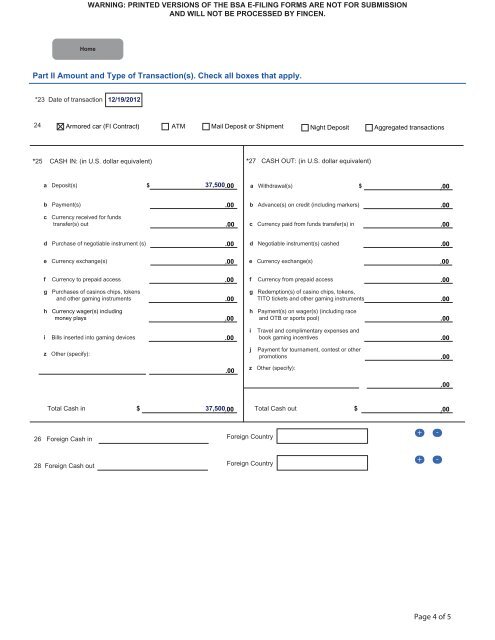 5 Appendix I Examples of the Completion of the FinCEN Currency ...