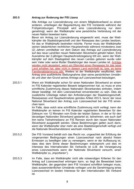 Vorgeschlagene Reihenfolge - FIS