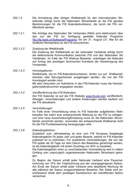 Vorgeschlagene Reihenfolge - FIS