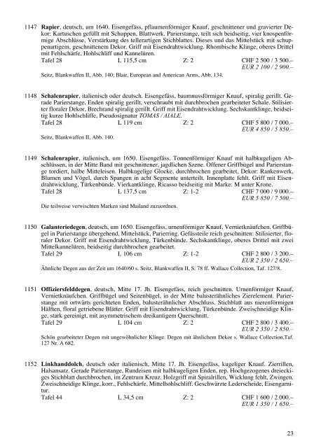 Kat.-Nr. 1092-1189 Griffwaffen, allgemein - Galerie Fischer ...