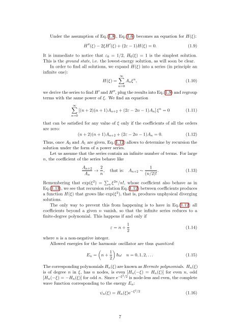 Numerical Methods in Quantum Mechanics - Dipartimento di Fisica