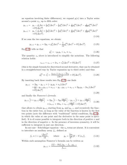 Numerical Methods in Quantum Mechanics - Dipartimento di Fisica