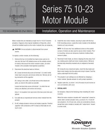 Worcester Controls 75 Series Electronic Actuator 10-23 Motor ...