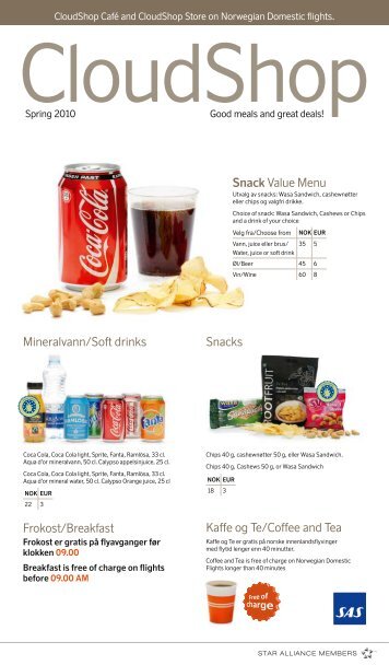 Frokost/Breakfast Snack Value Menu Mineralvann/Soft drinks ... - SAS