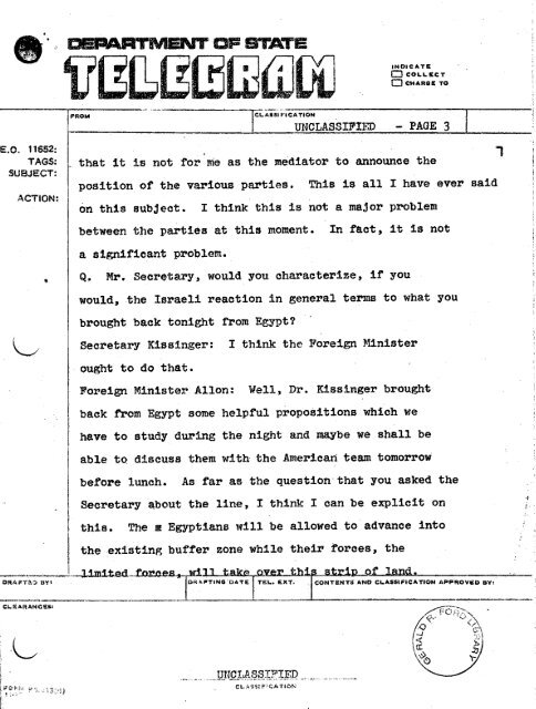 Sinai Disengagement Agreement - Vol. I - Gerald R. Ford ...