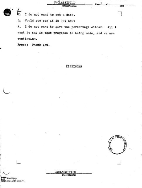 Sinai Disengagement Agreement - Vol. I - Gerald R. Ford ...