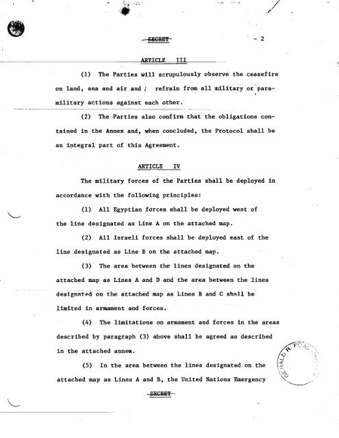 Sinai Disengagement Agreement - Vol. I - Gerald R. Ford ...