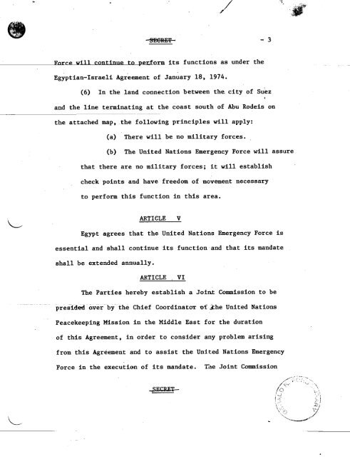 Sinai Disengagement Agreement - Vol. I - Gerald R. Ford ...