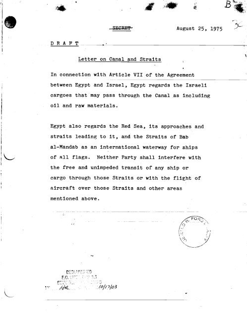 Sinai Disengagement Agreement - Vol. I - Gerald R. Ford ...