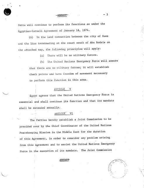 Sinai Disengagement Agreement - Vol. I - Gerald R. Ford ...