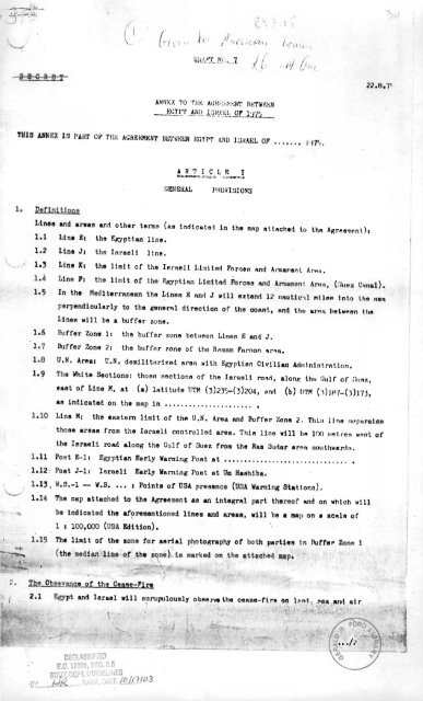 Sinai Disengagement Agreement - Vol. I - Gerald R. Ford ...