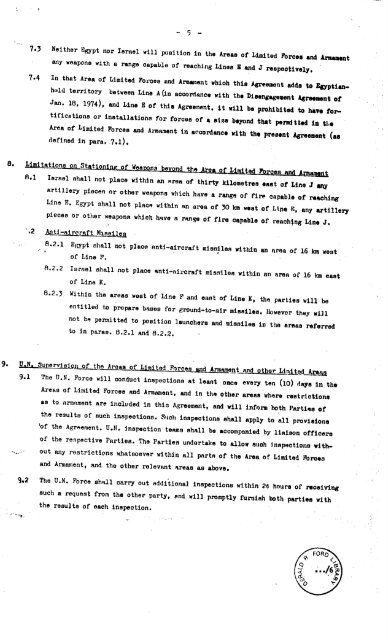 Sinai Disengagement Agreement - Vol. I - Gerald R. Ford ...