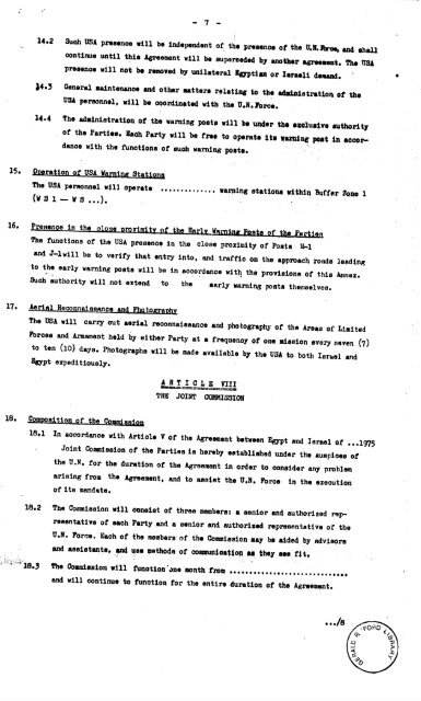 Sinai Disengagement Agreement - Vol. I - Gerald R. Ford ...