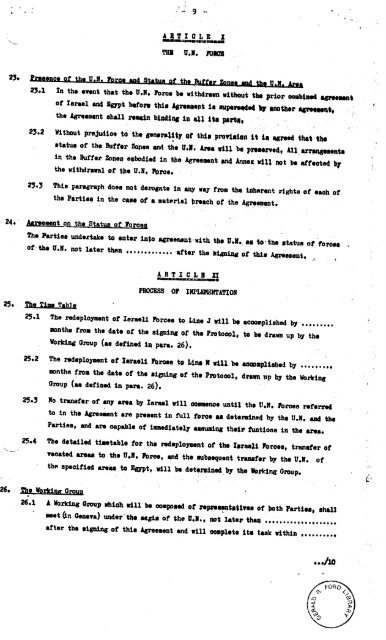 Sinai Disengagement Agreement - Vol. I - Gerald R. Ford ...