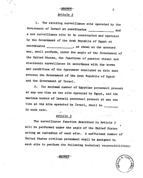 Sinai Disengagement Agreement - Vol. I - Gerald R. Ford ...