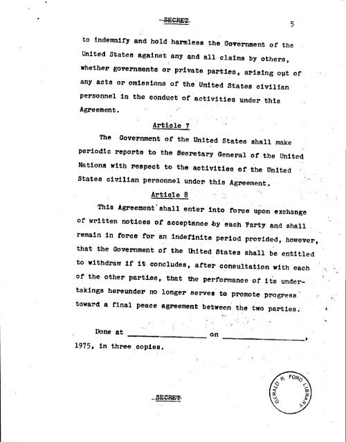 Sinai Disengagement Agreement - Vol. I - Gerald R. Ford ...