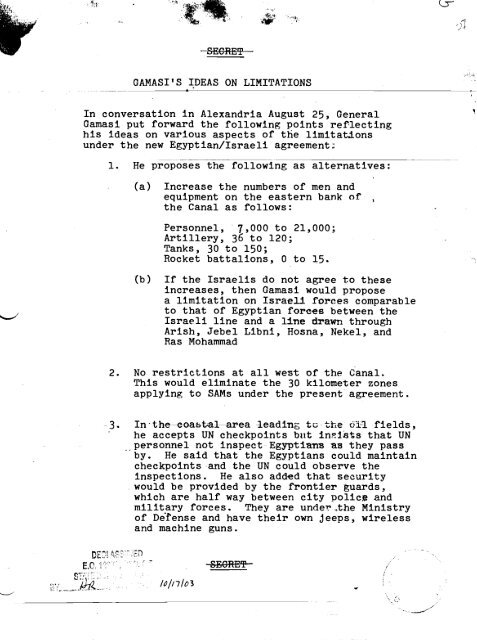 Sinai Disengagement Agreement - Vol. I - Gerald R. Ford ...