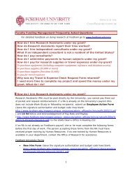 Faculty Funding Management FAQs - Fordham University