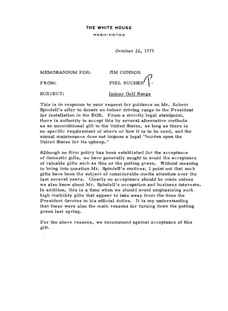 Memo, Jim Connor to Phil Buchen - Gerald R. Ford Presidential ...