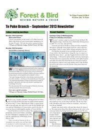 Te Puke Branch – September 2013 Newsletter - Forest and Bird