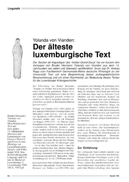 Yolanda Vianden: von Der älteste luxemburgische - Forum – für ...