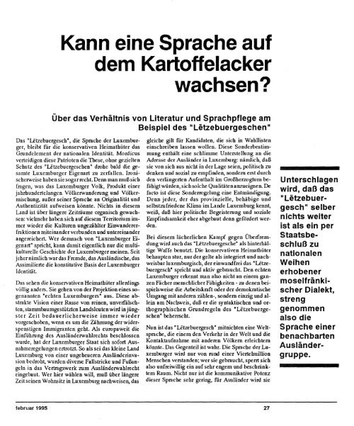 Kann eine Sprache auf wachsen? - Forum – für Politik, Gesellschaft ...