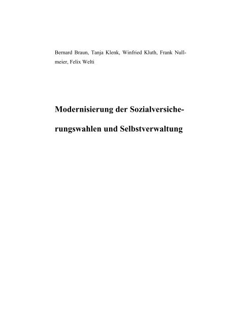Rungswahlen Und Selbstverwaltung Forum Gesundheitspolitik