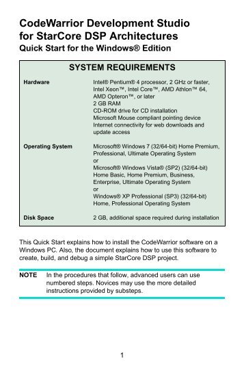 CodeWarrior Development Studio for StarCore DSP Architectures ...